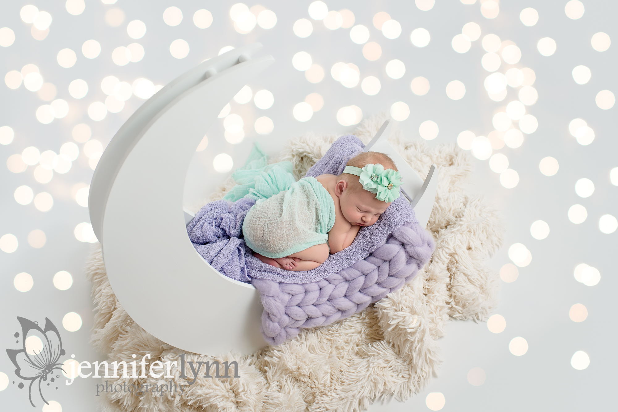 Newborn Girl Moon Purple Mint