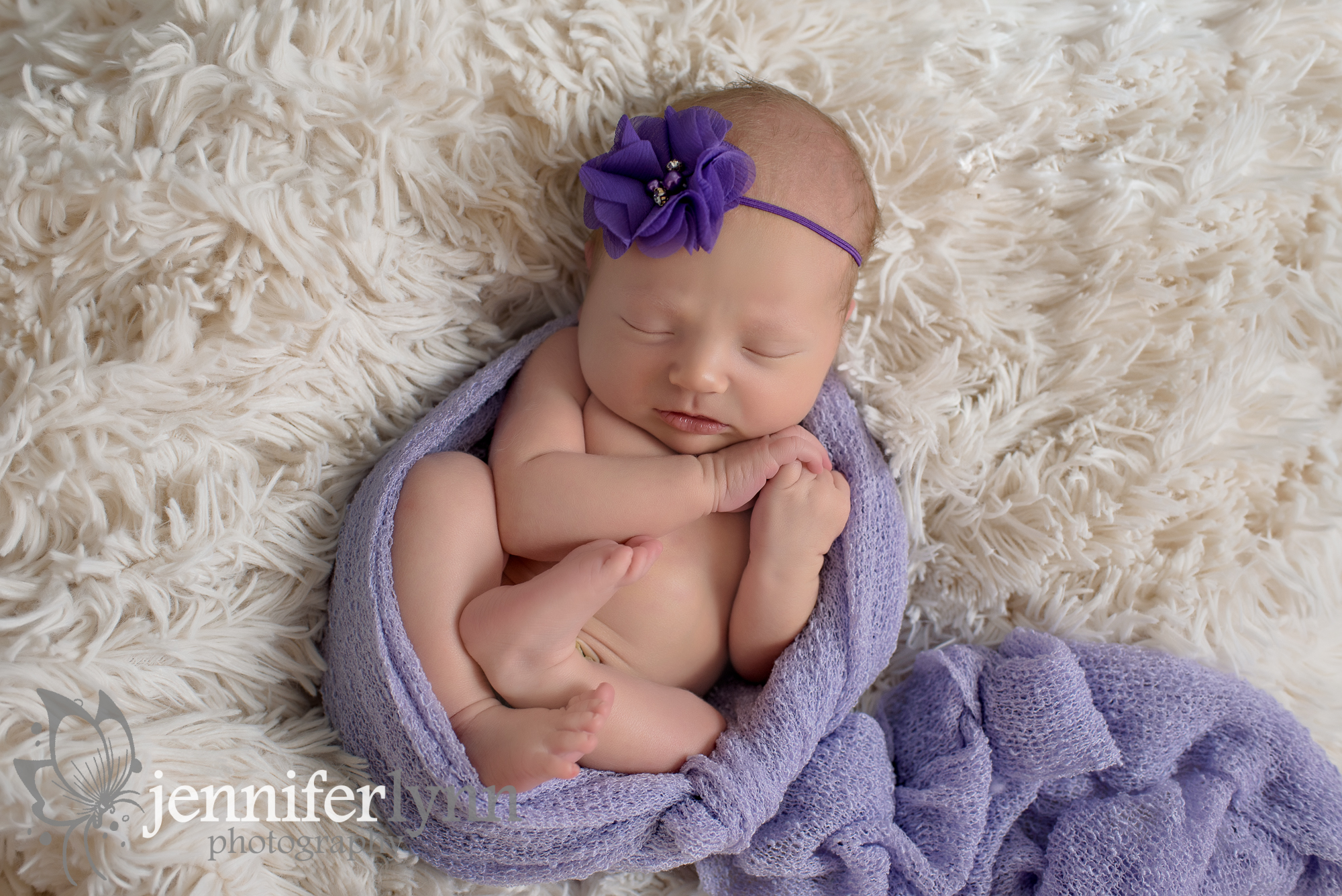 Newborn Girl Fur Purple Wrap