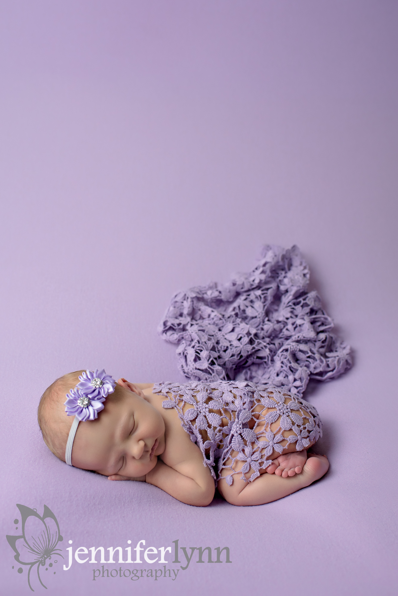Newborn Girl Purple Blanket Floral Lace