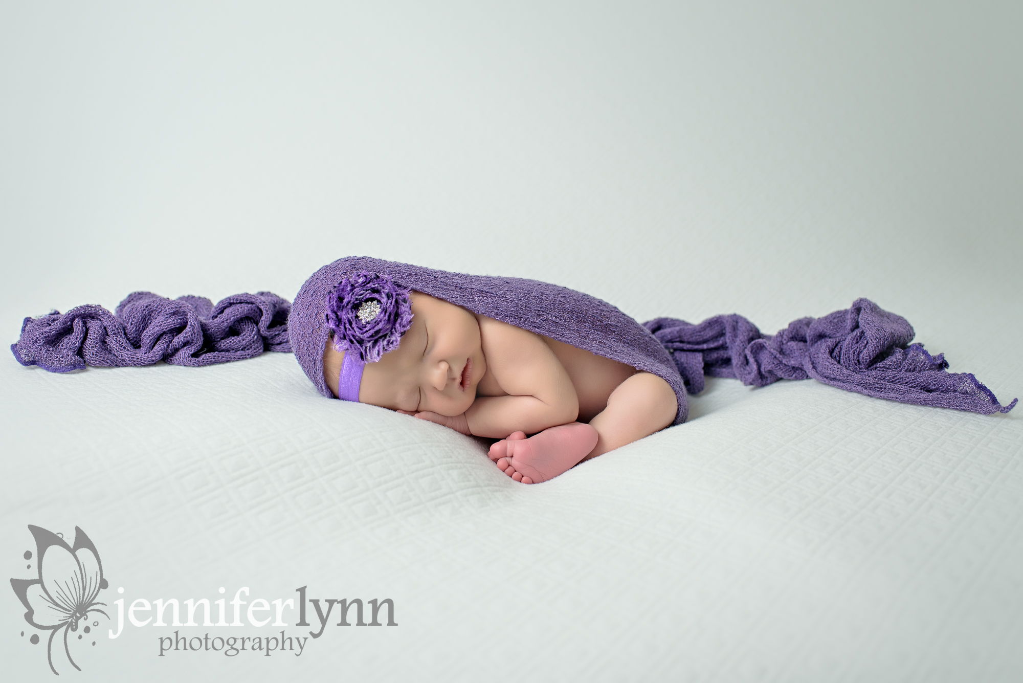 Newborn Girl White and Purple Wrap