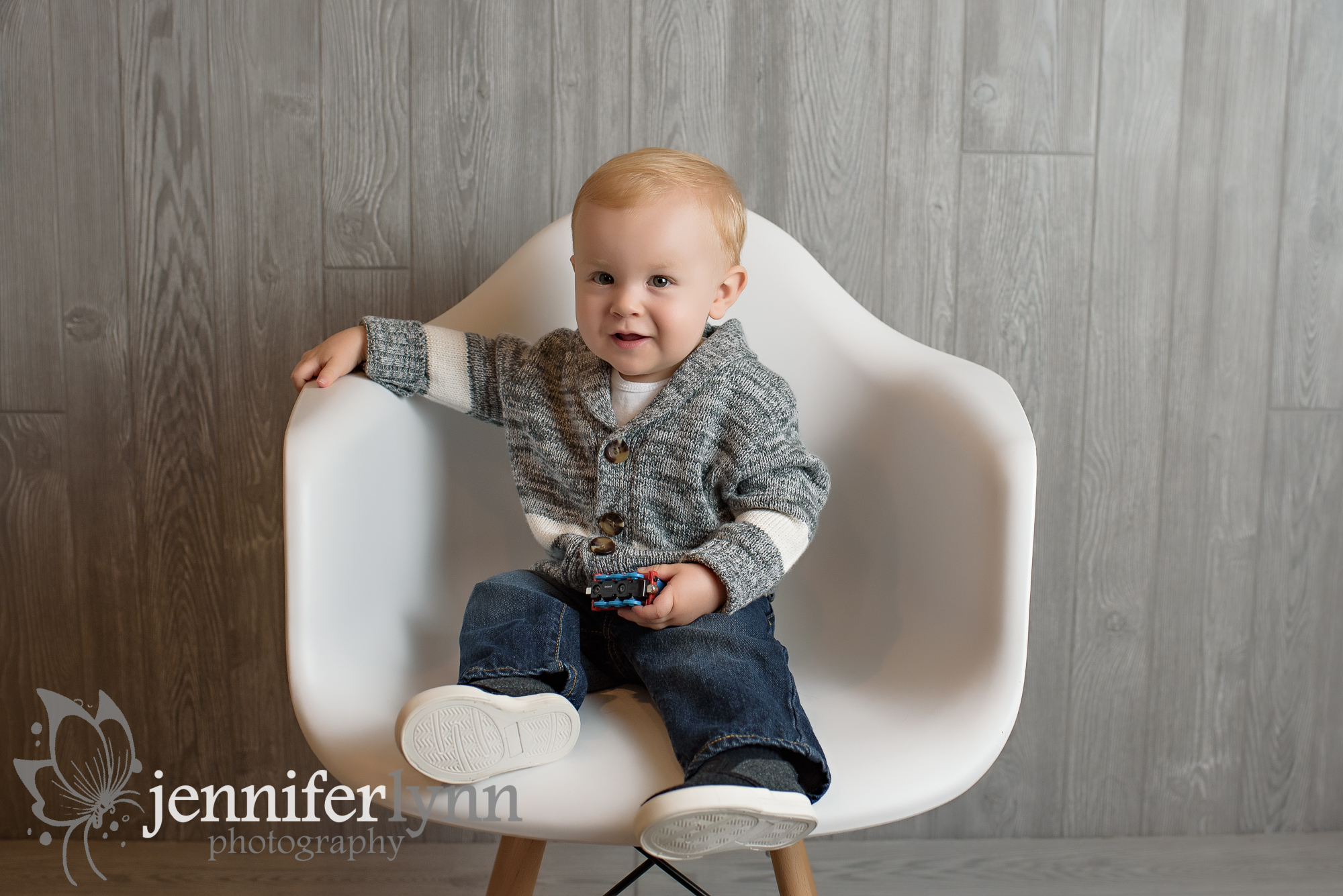 Baby Boy White Chair Studio