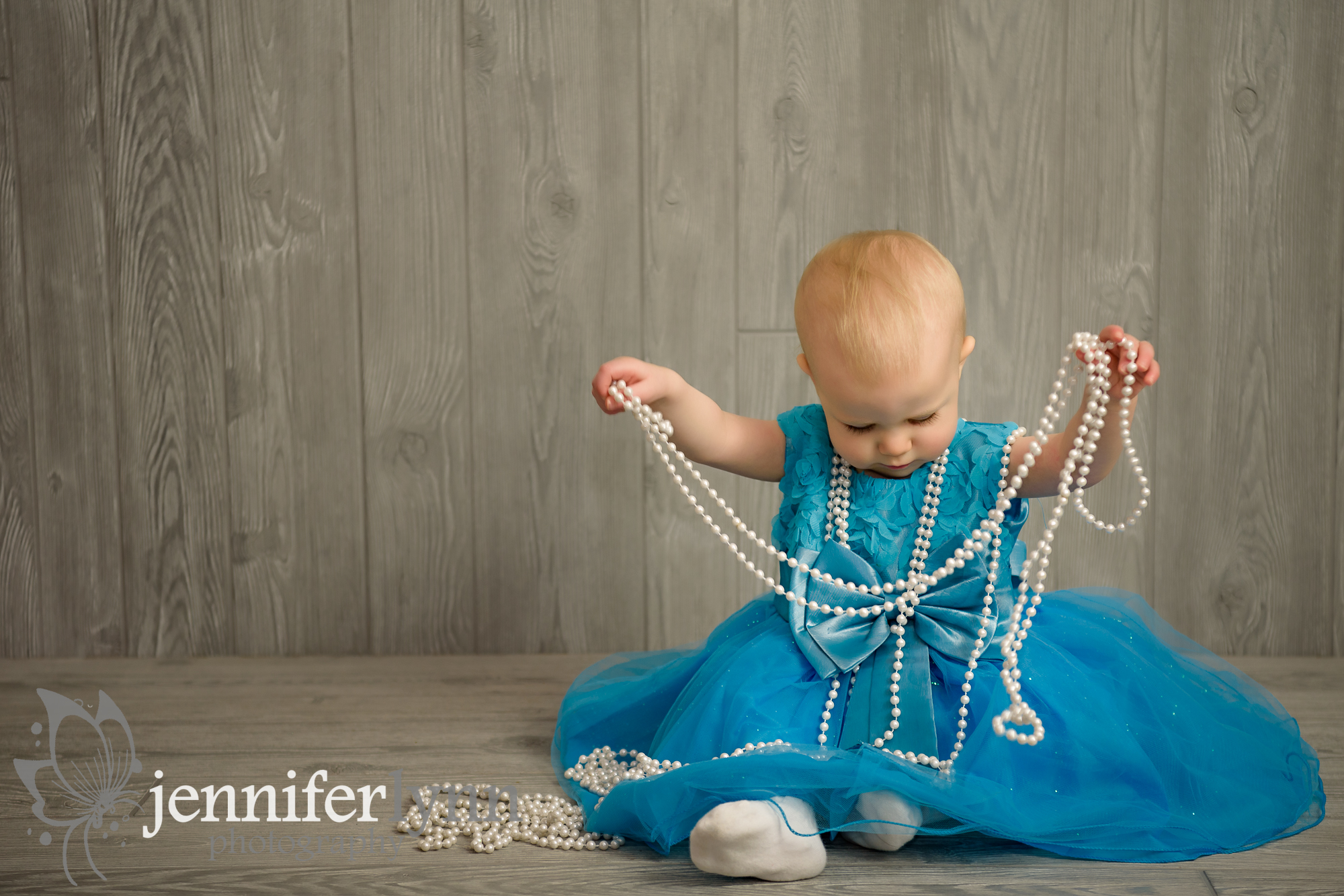 Baby Girl Blue Dress Pearls