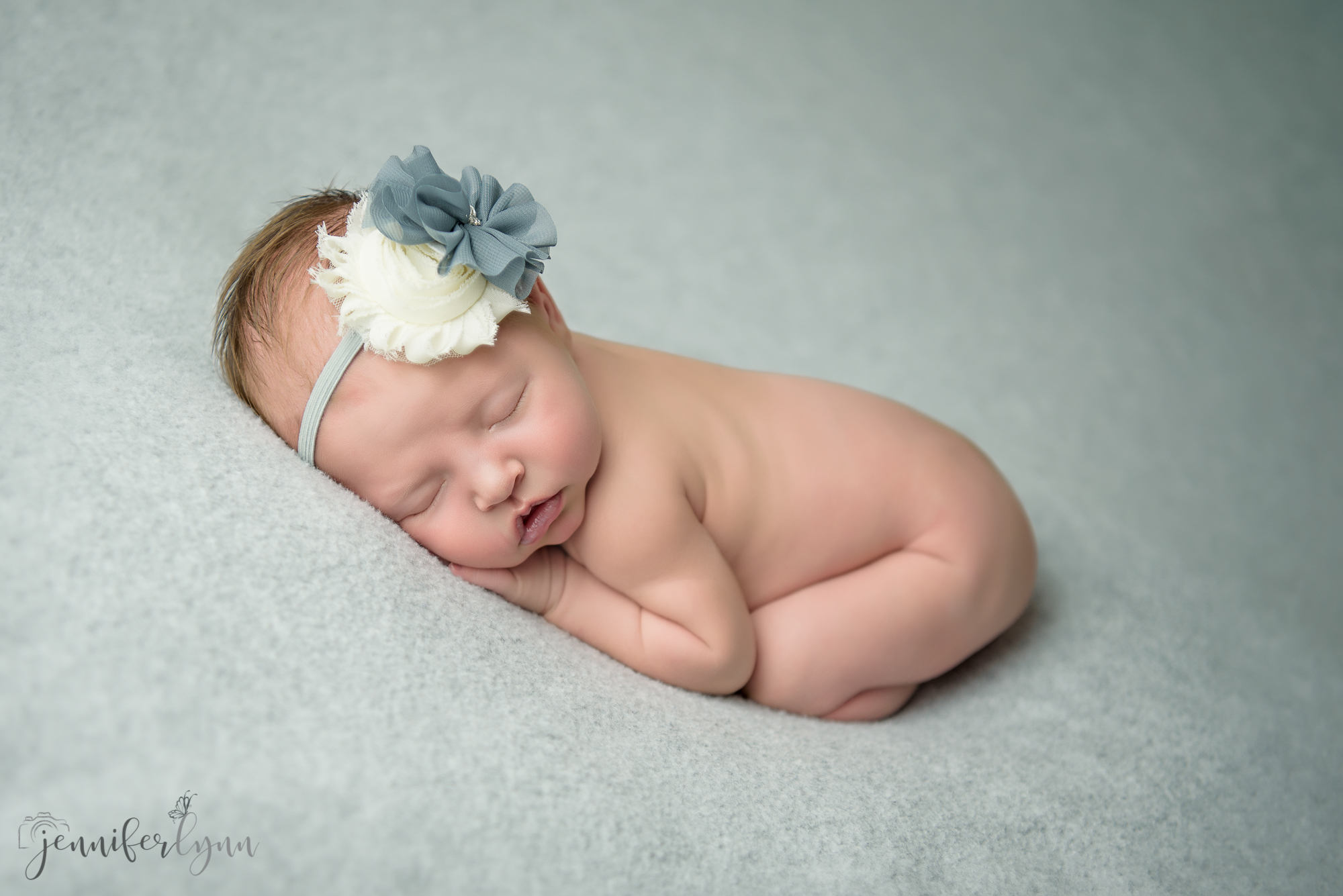 Newborn Girl Grey Blanket and Headband