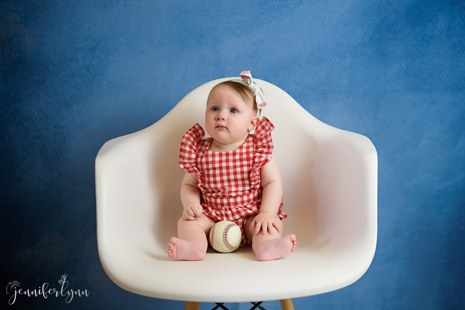 Baby Girl 6 Month Baseball Sitter White Chair