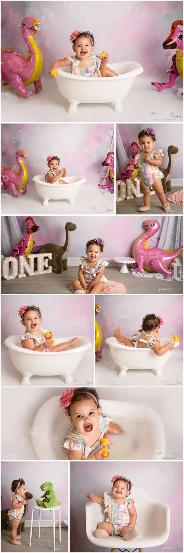Natalia first birthday baby girl pastel dinosaur splash bath.jpg