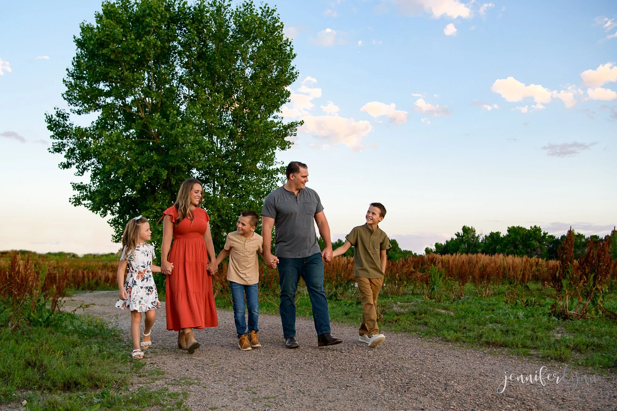 Branding story experience family walking sunset outdoors