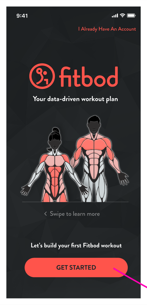  Fitbod front page. 