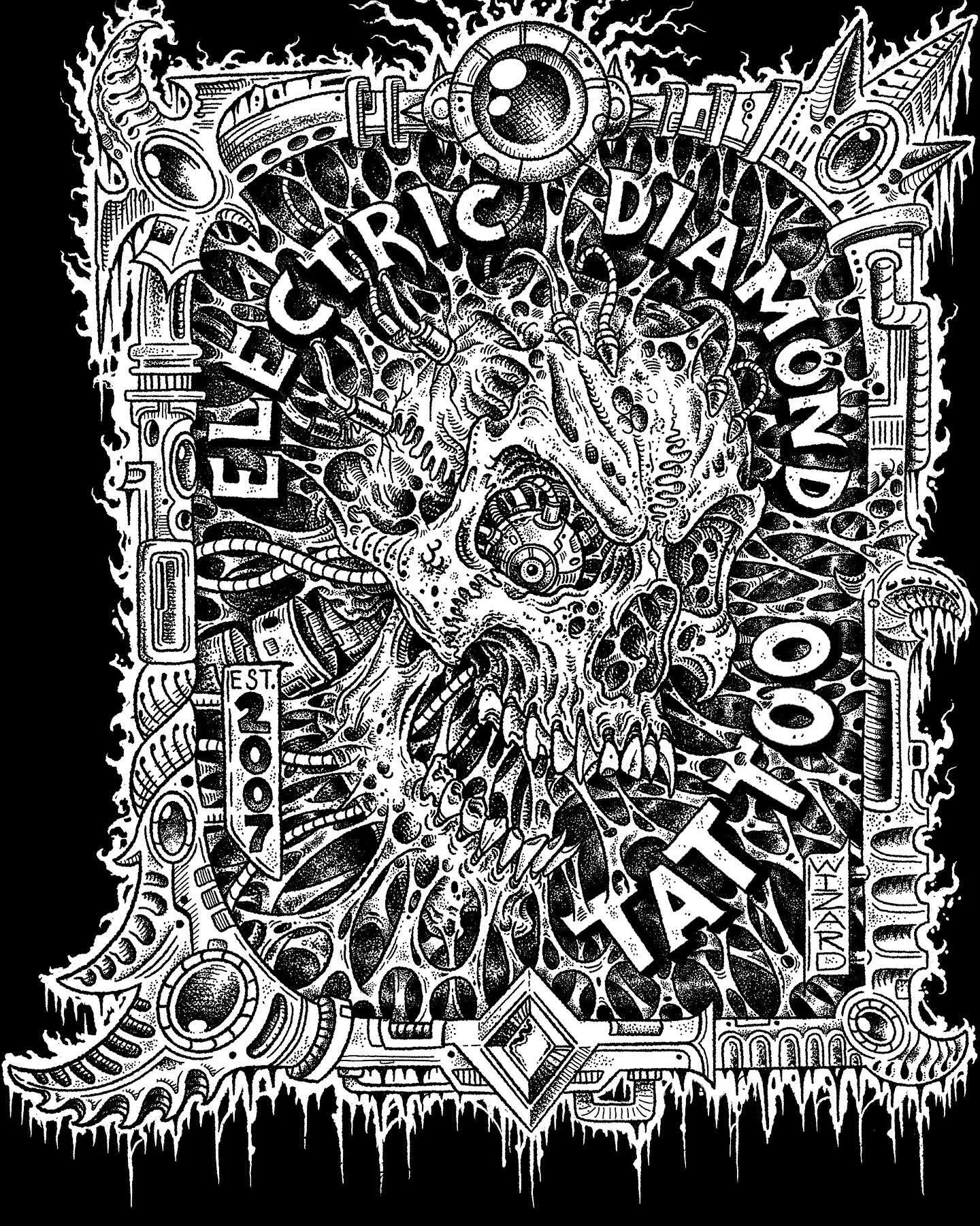 Did up a new @electricdiamondtattoo shirt design! Hopefully be printed soon(ish).