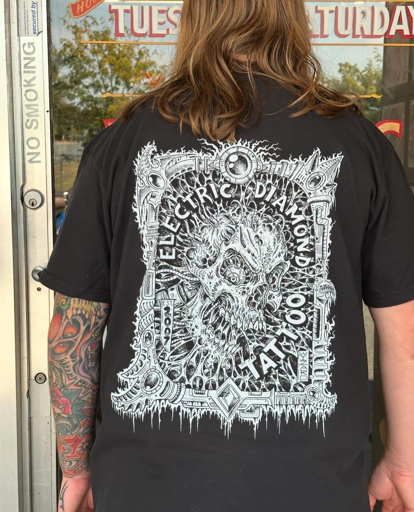 Drew up a new @electricdiamondtattoo shop shirt! Come on in and grab one before they&rsquo;re gone. S-2XL. No shipping, no holds!