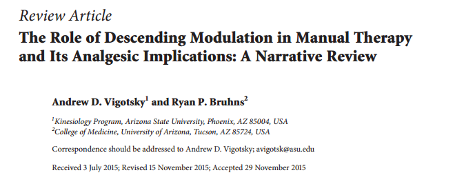 The Role of Descending Modulation in Manual Therapy