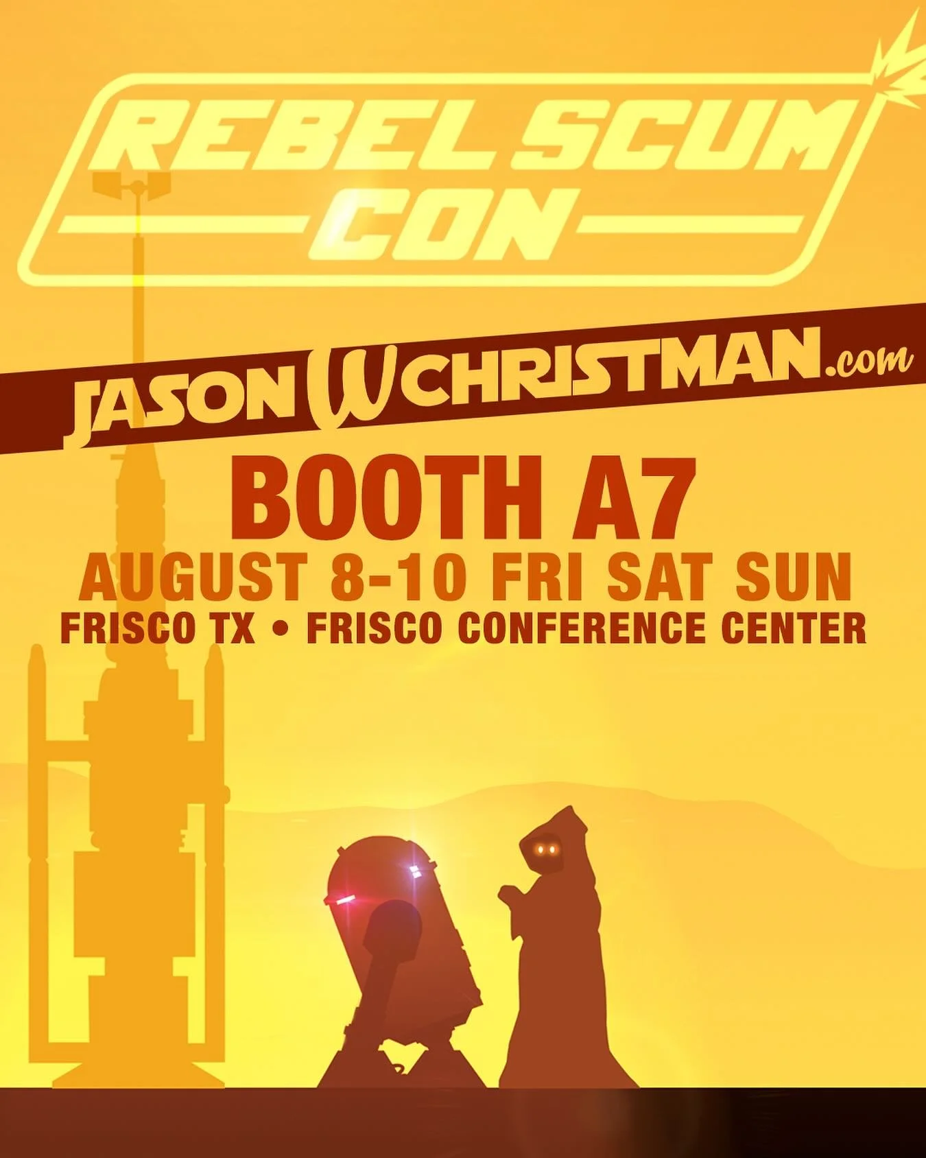 You can find me me this weekend at Rebel Scum Con Aug 8-10. Frisco Conference Center. Just north of Dallas TX. Booth A7.  #rebelscumcon2025 #rebelscumcon #jasonwchristman #starwarsartist