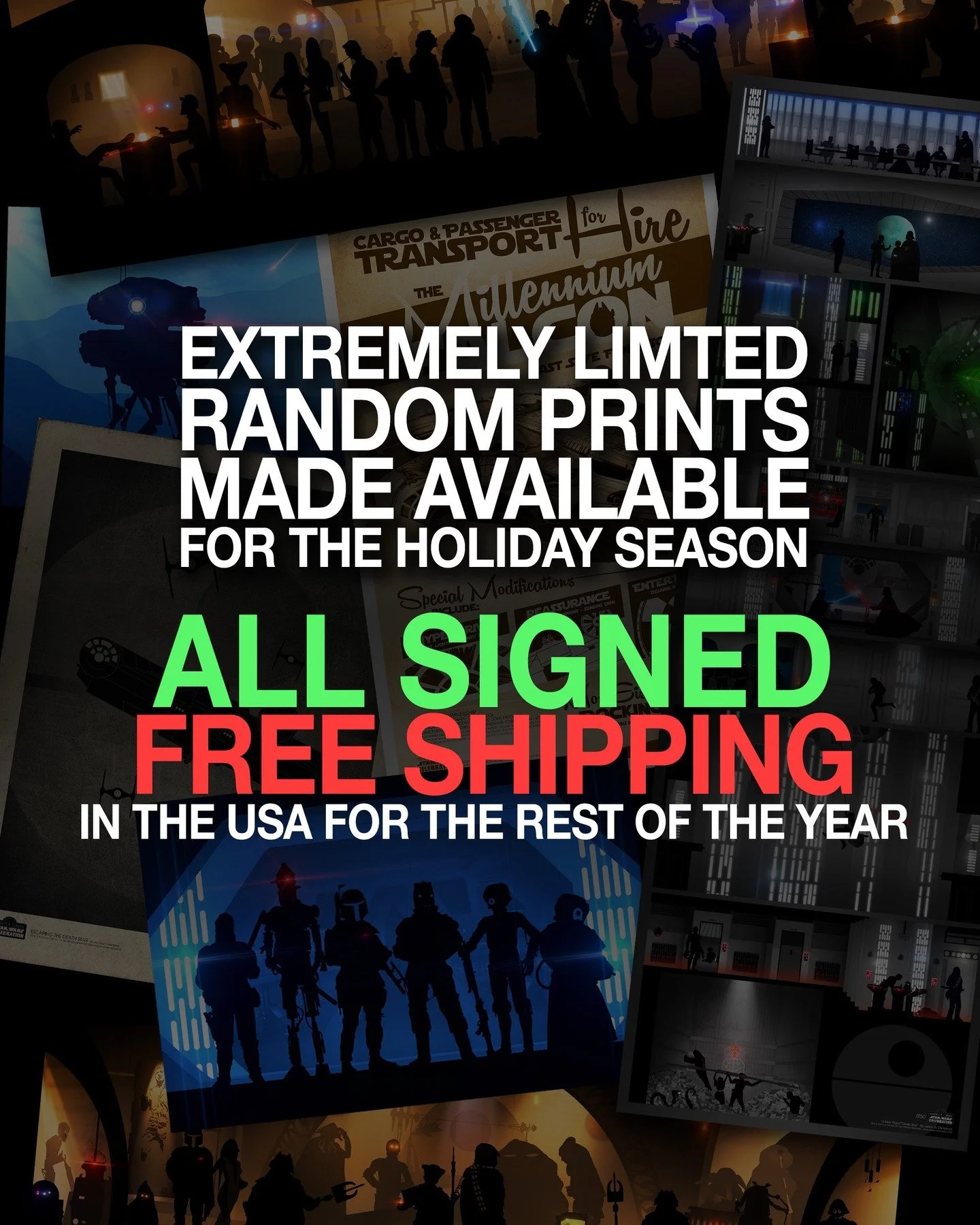 Link to website in my profile. Free shipping the US for the rest of the year. Very limited stock on prints. Get them while you can!

#starwars #starwarartist #jasonwchristman #starwarscelebration #SWC #cantina #starwarsholiday #starwarsart #deathstar