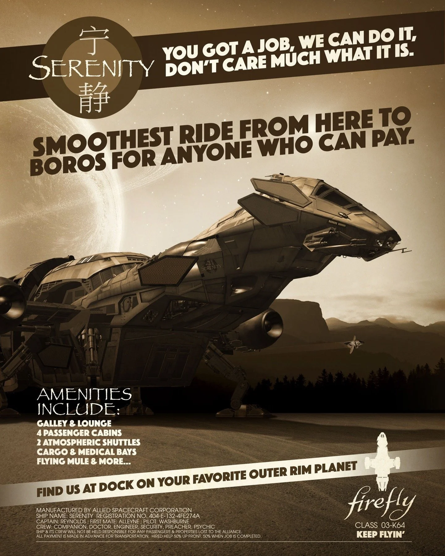 You Got. Job We Can Do It. Don't Care Much What It Is. 

#firefly #leafonthewind #serenity @alantudyk @nathanfillion Fillion @morenabaccarin @glausummer @theadambaldwin @sean_m_maher @iamginatorres