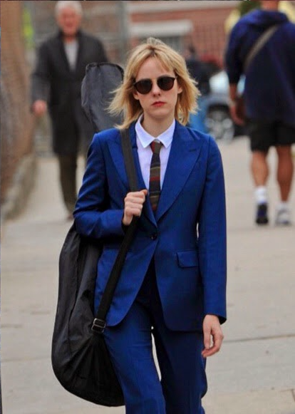 Custom Amber Doyle mohair suit for Jena Malone in 'Time out of Mind'