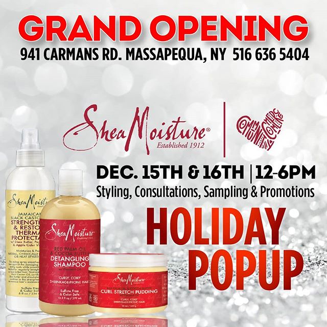 Super excited to announce the Grand Opening of our sister store at 941 Carmans Road in Massapequa Long Island! To kick things off right we're having two days of hair styling, consultations, sampling and product promotions on Dec. 15-16 from 12-6pm, h
