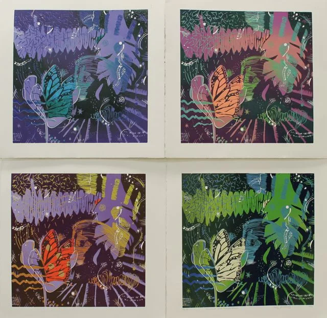 These are 4 out of 8 prints from this varied edition series. 