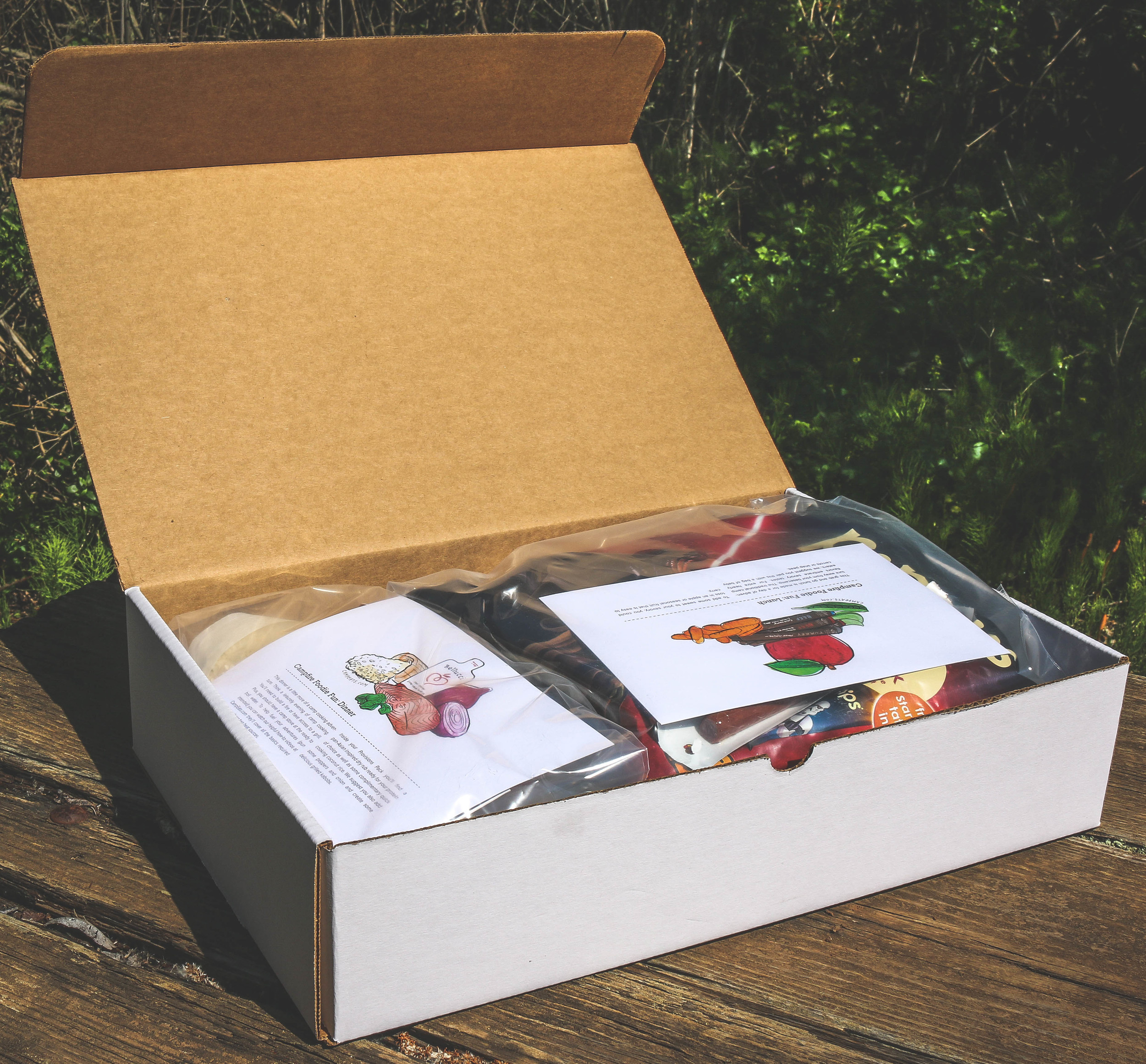 Includes - a full day of non-perishable outdoor noms for four
