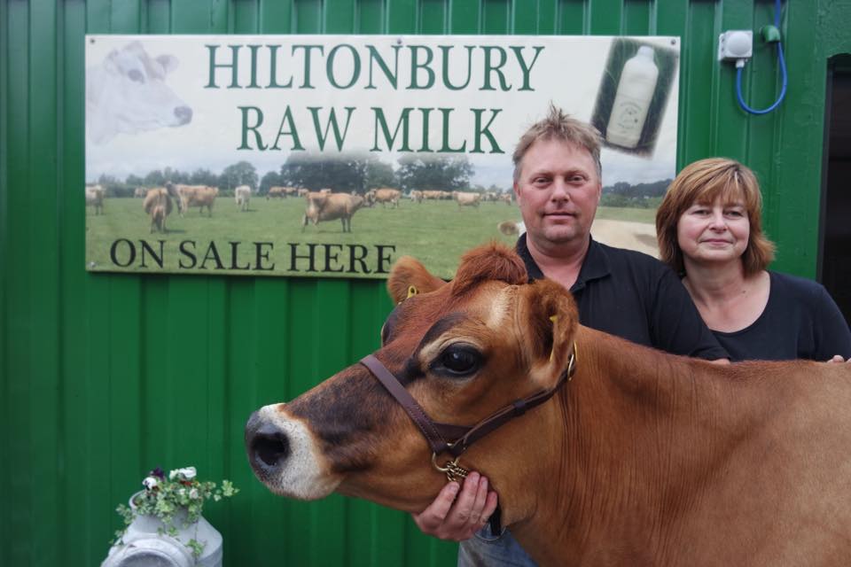 Image: This photo was taken on Hiltonbury's one month anniversary selling raw milk. They started selling the product on the third of August 2016. With farmers Olly Neagle and Julie Smith.