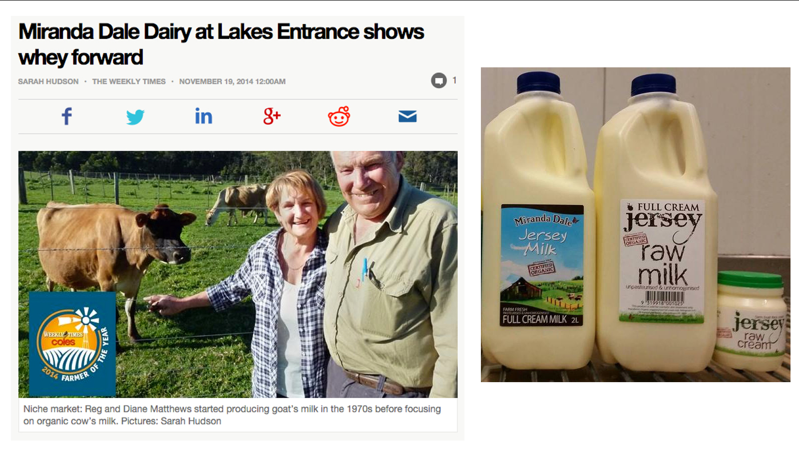 An article about Miranda Dale raw milk
