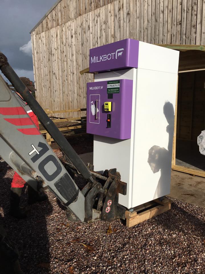 Photo: the raw milk vending machine was delivered in November 2016 on a pallet.