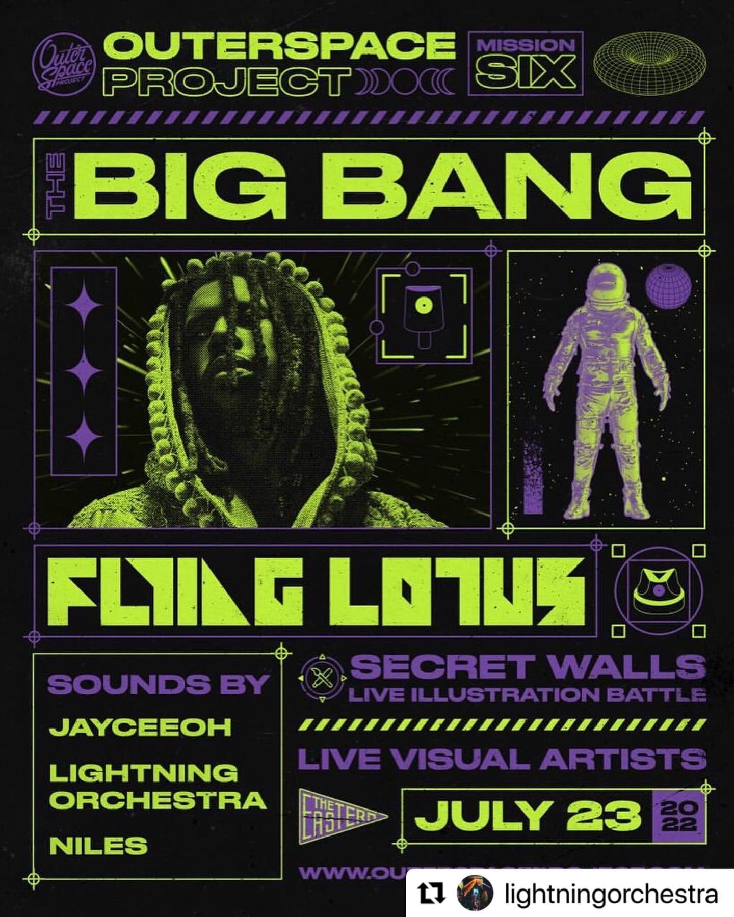 #Repost @lightningorchestra 
・・・
We are pumped to play this Saturday as part of the @outerspaceproject Secret Walls event with @flyinglotus and @jayceeoh at the @easternatl ⚡️⚡️⚡️⚡️⚡️