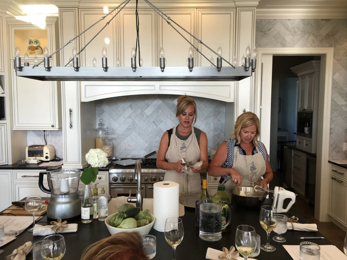 Sandy & I prepping the dessert pizza.