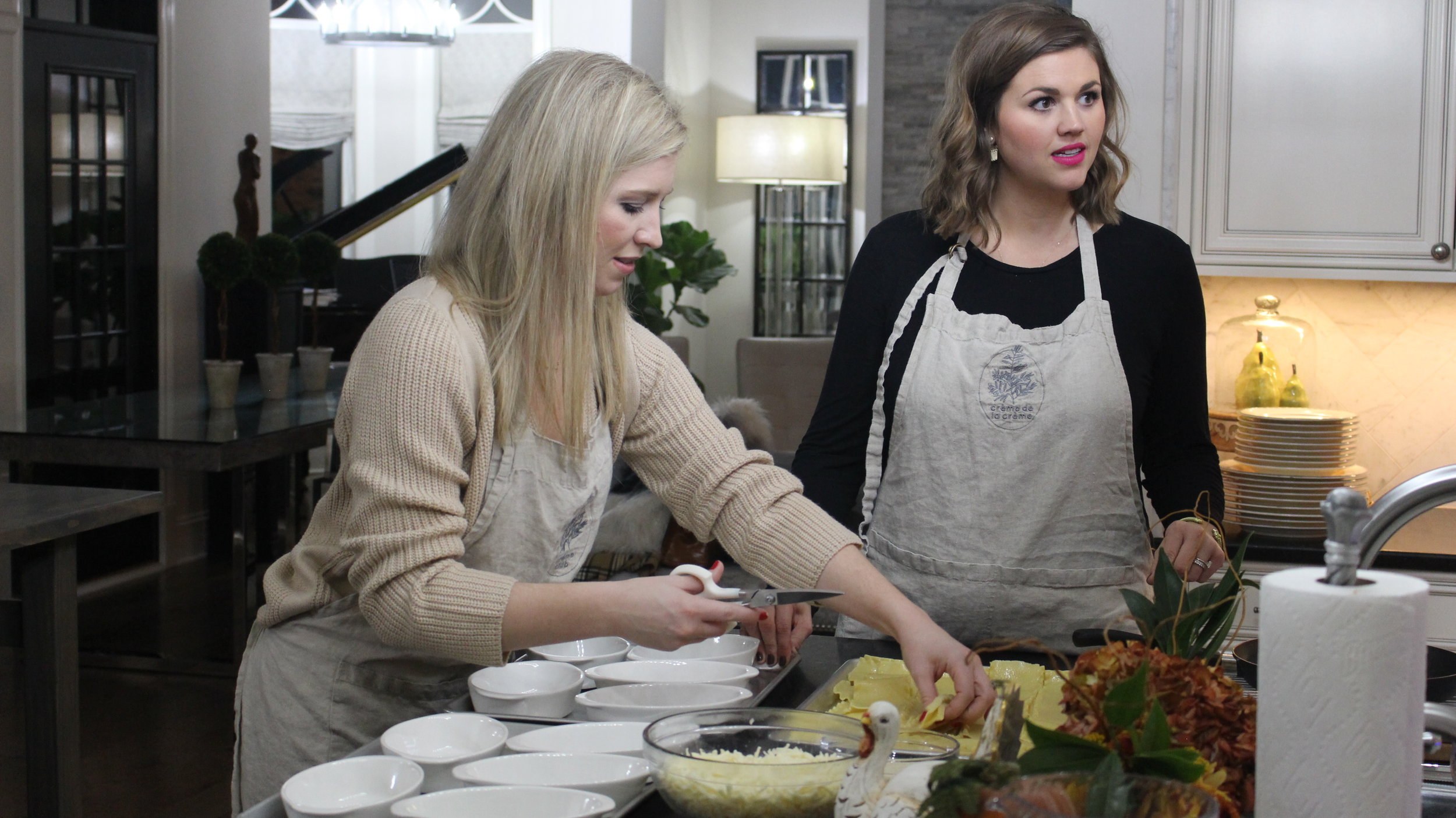  Ladies working hard to build their lasagnas! 