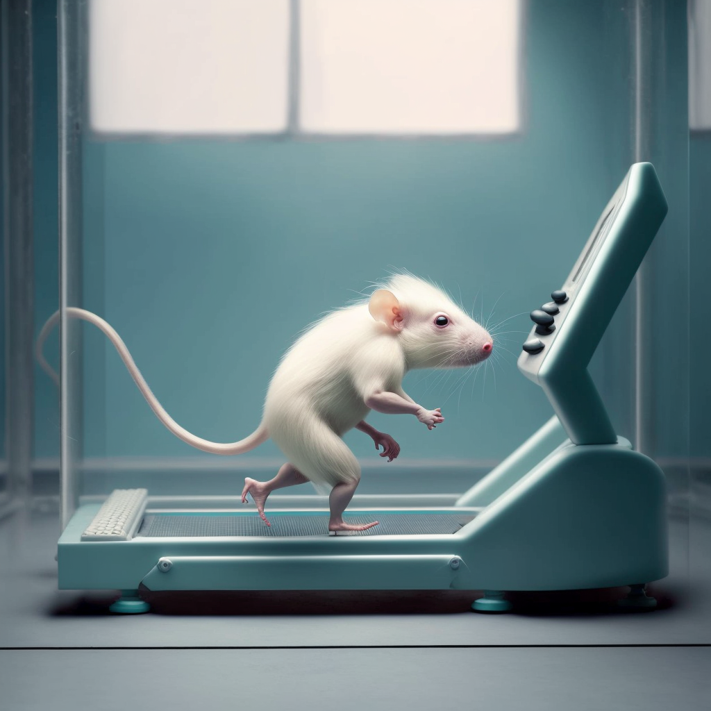 Albino Rat Running on Treadmill