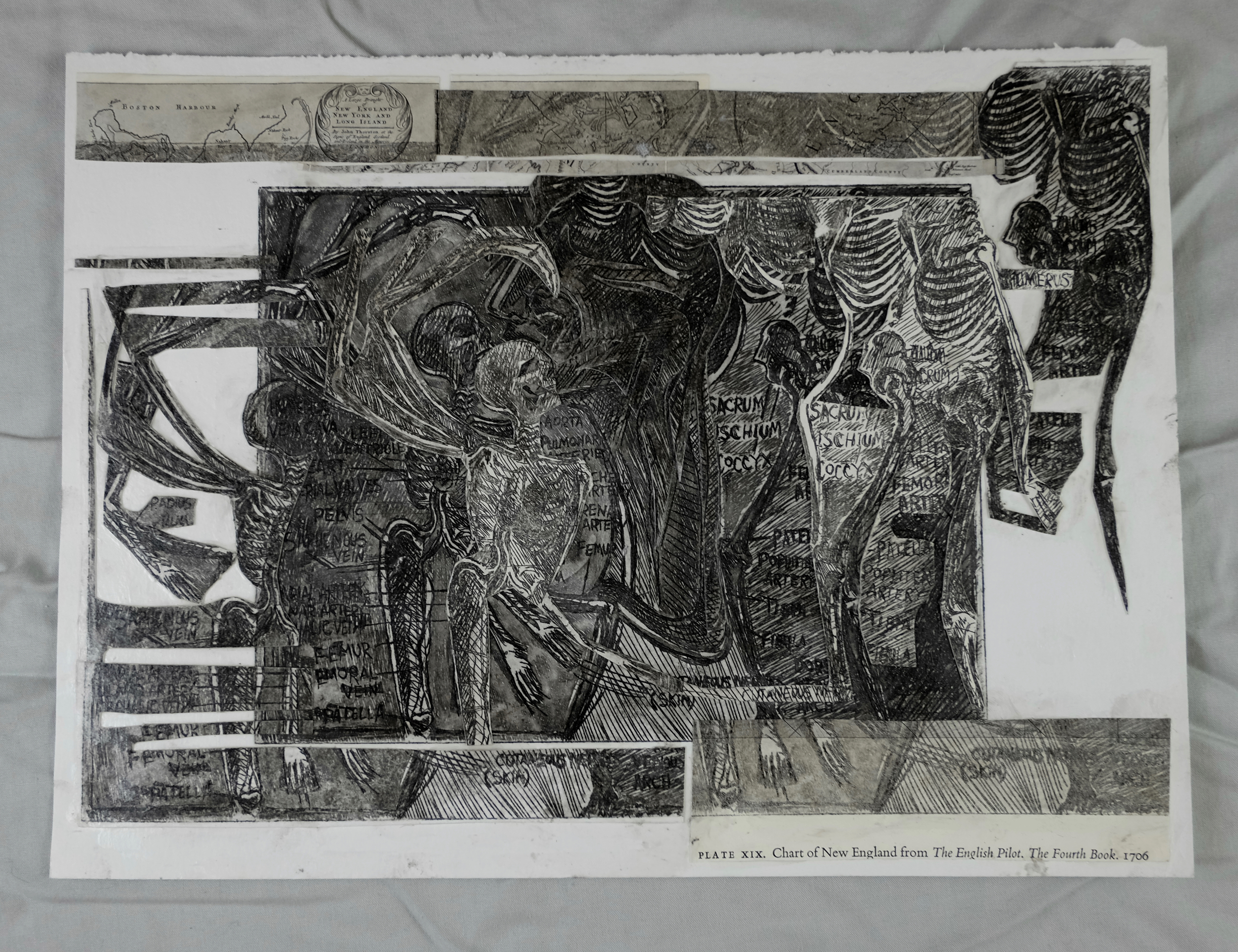 (Guilmette 2016), 9x12", drypoint print, collage