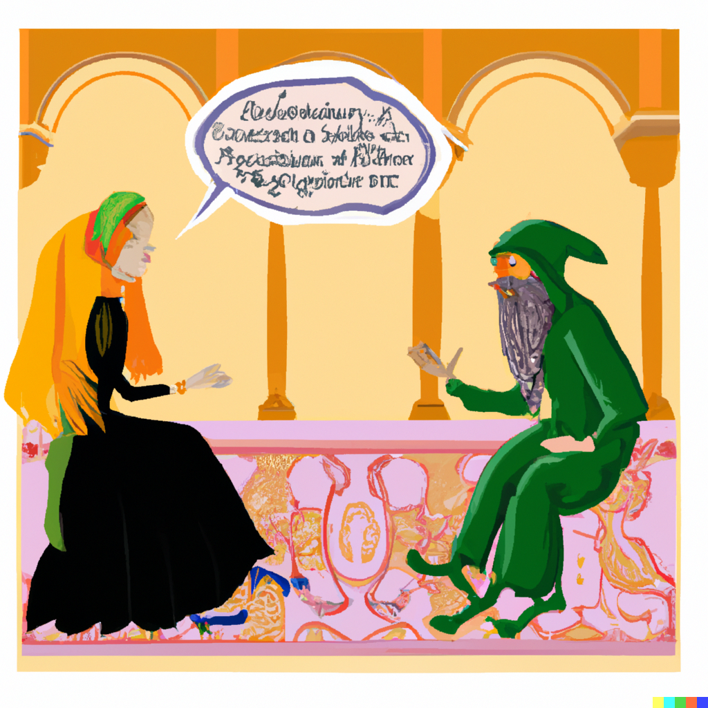 DALL·E 2022-07-10 01.26.05 - Sophie Kermit having philosophical conversations with Robert the philosopher in the Agora, graphic sticker design.png