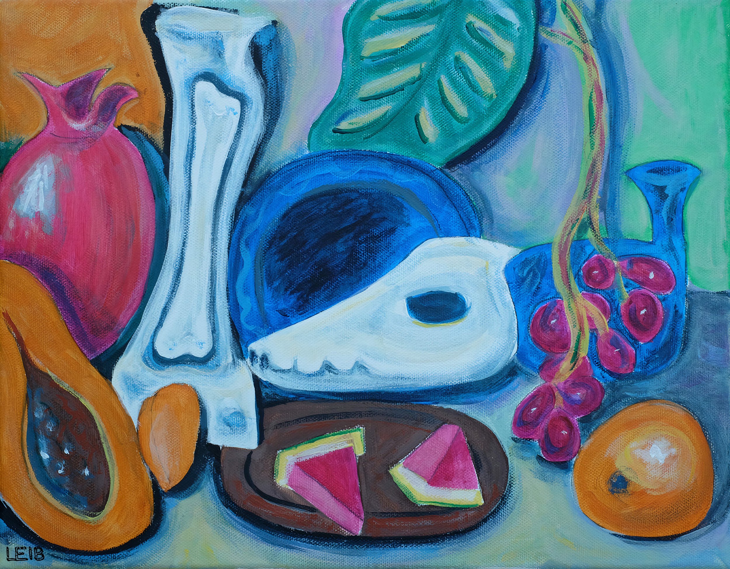 Still Life with Fruit and Skull
