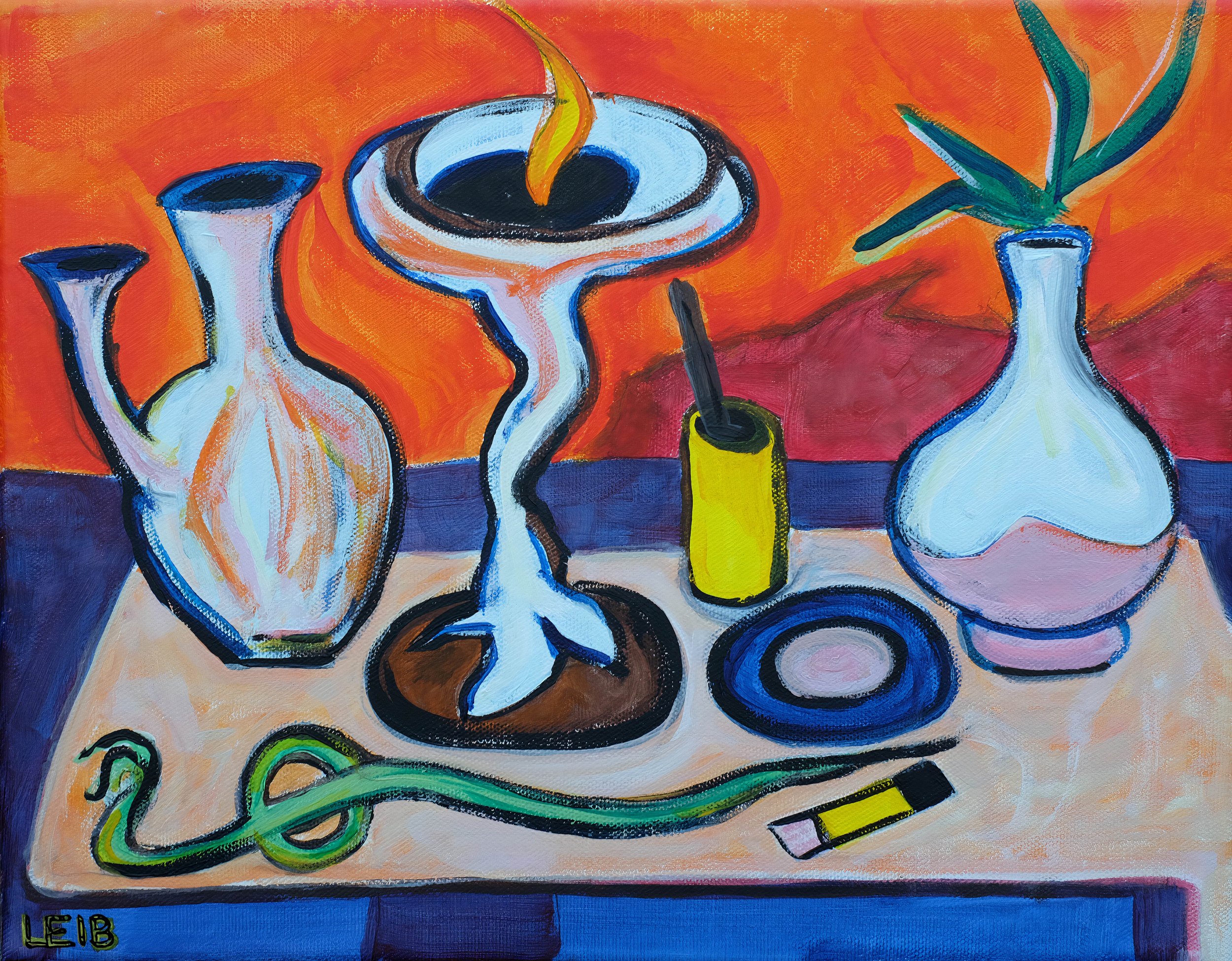 Still life with Fire and Vases