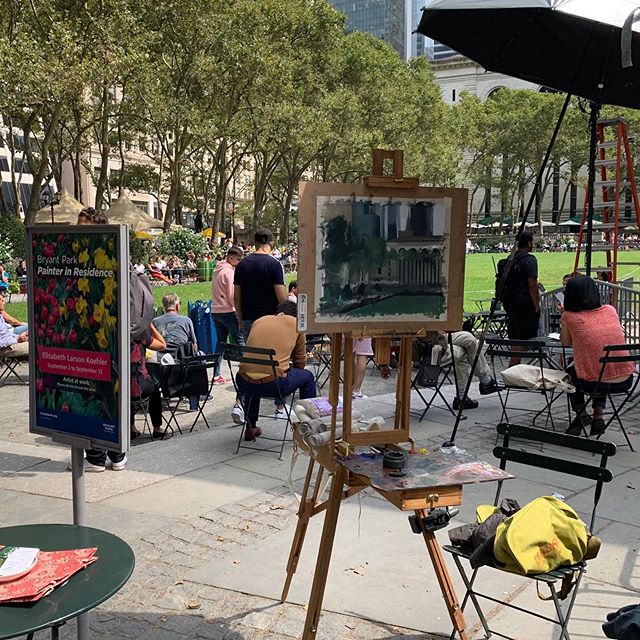 I finished my residency at Bryant park about a week ago now. Here is a selection of some of the pieces done at the park. Mostly paintings with some sketches and a watercolor (done in the rain - can you see the raindrops? :-) The weather was mostly cl