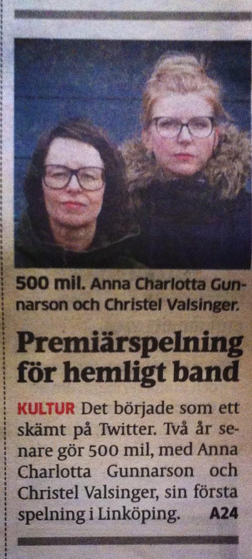 Första artikeln. Östgöta Correns förstasida och allt.
