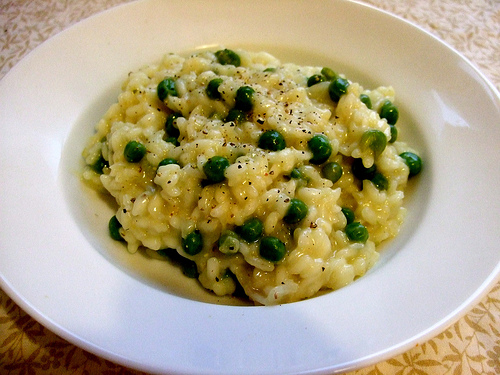 A picture of a plate of Italian risotto, similar to one featured in the novel Early One Morning by the author Virginia Baily