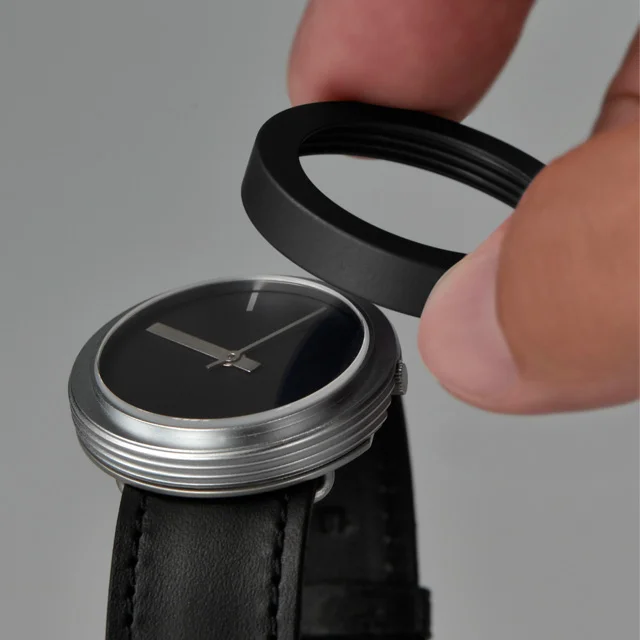 The interchangeable bezel on the Halo watch