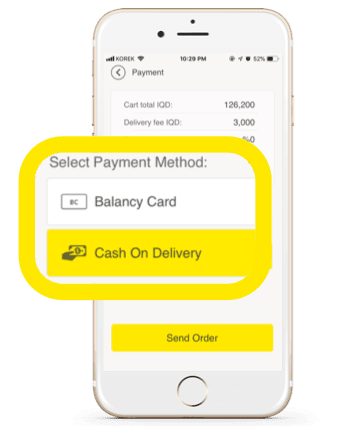 The balance card feature in Erbil Delivery app