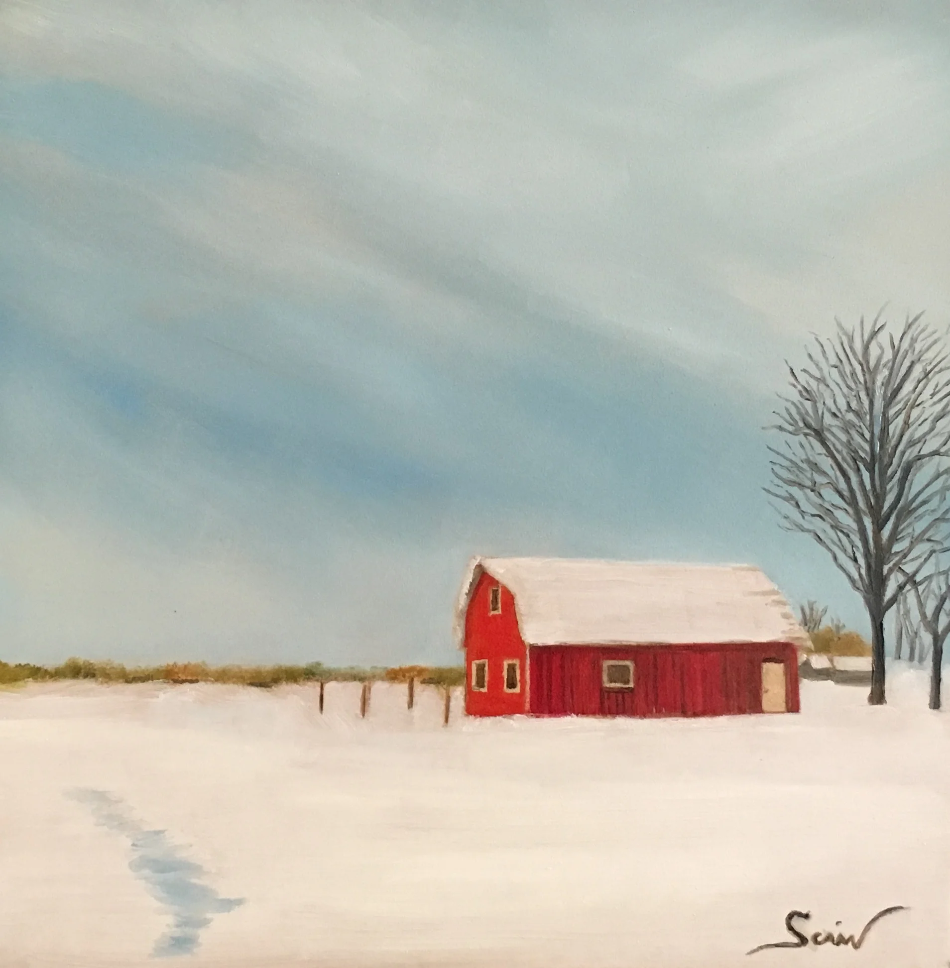 Winter Red Barn