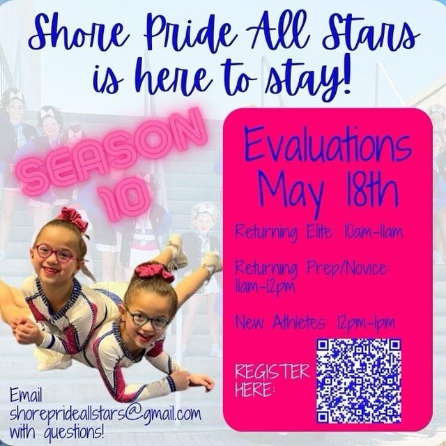 We hope to see you May 18th for a fabulous season 10💙🩷
.
.
.
#shoreprideallstars #shorepridestrong #shoreproud #smallgymstrong #cheer #cheerleading #season10 #winningteam