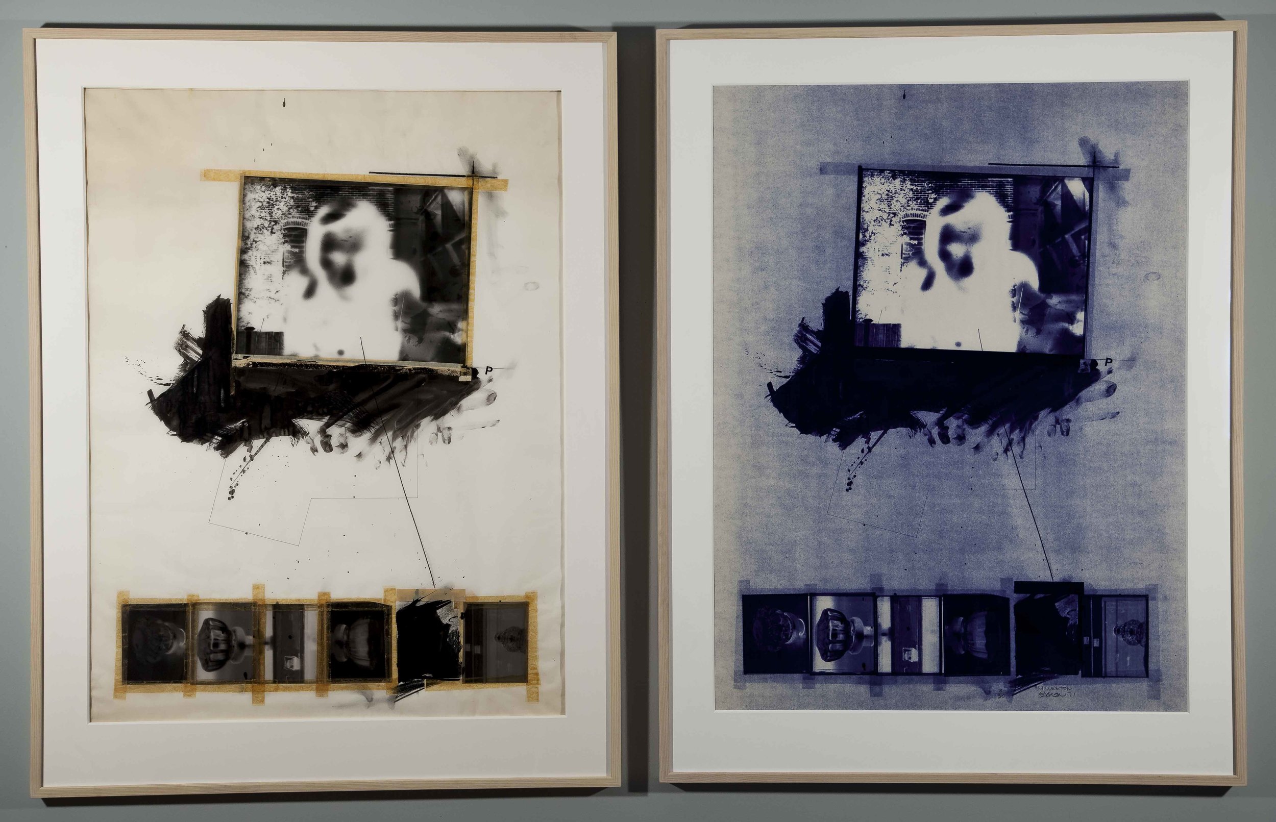1971, "Millerton" (Diptyque modèle & "blueprint"), techniques mixtes sur papier