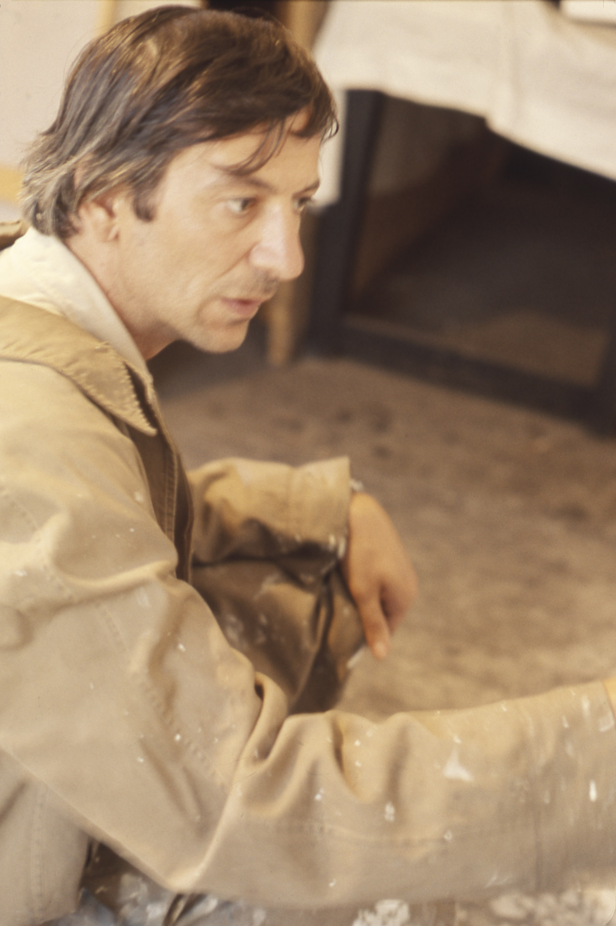 Charles Gagnon paints in his St Paul Street Studio, circa 1968