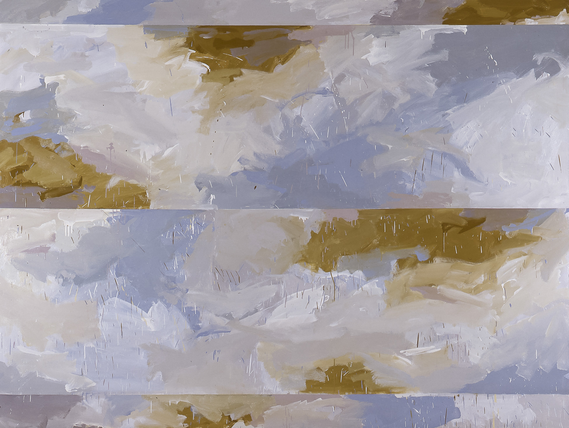1977-78, "Splitscreenspace-Summer-D'été", oil on canvas 213x284cm