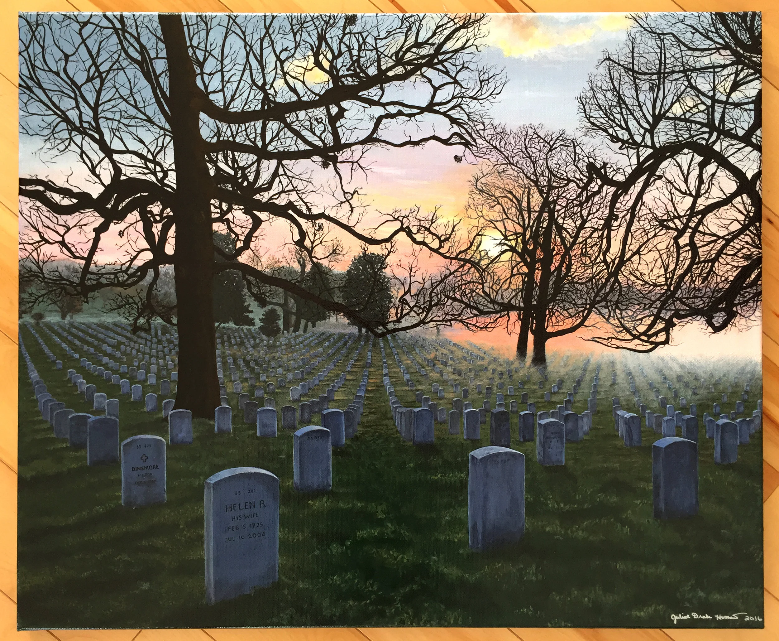 “Dawn Over Arlington National Cemetery” - 24”x20” acrylic on canvas.