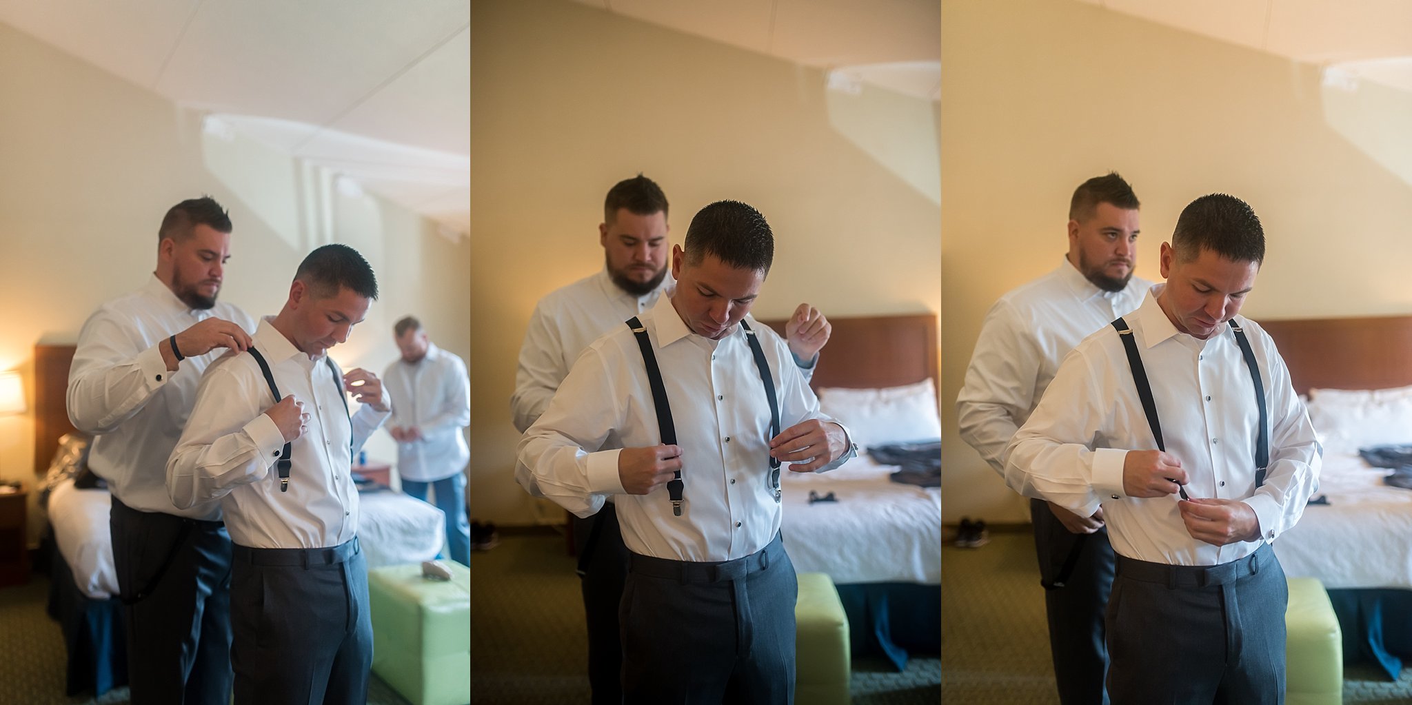 groom getting ready in holiday inn.jpg