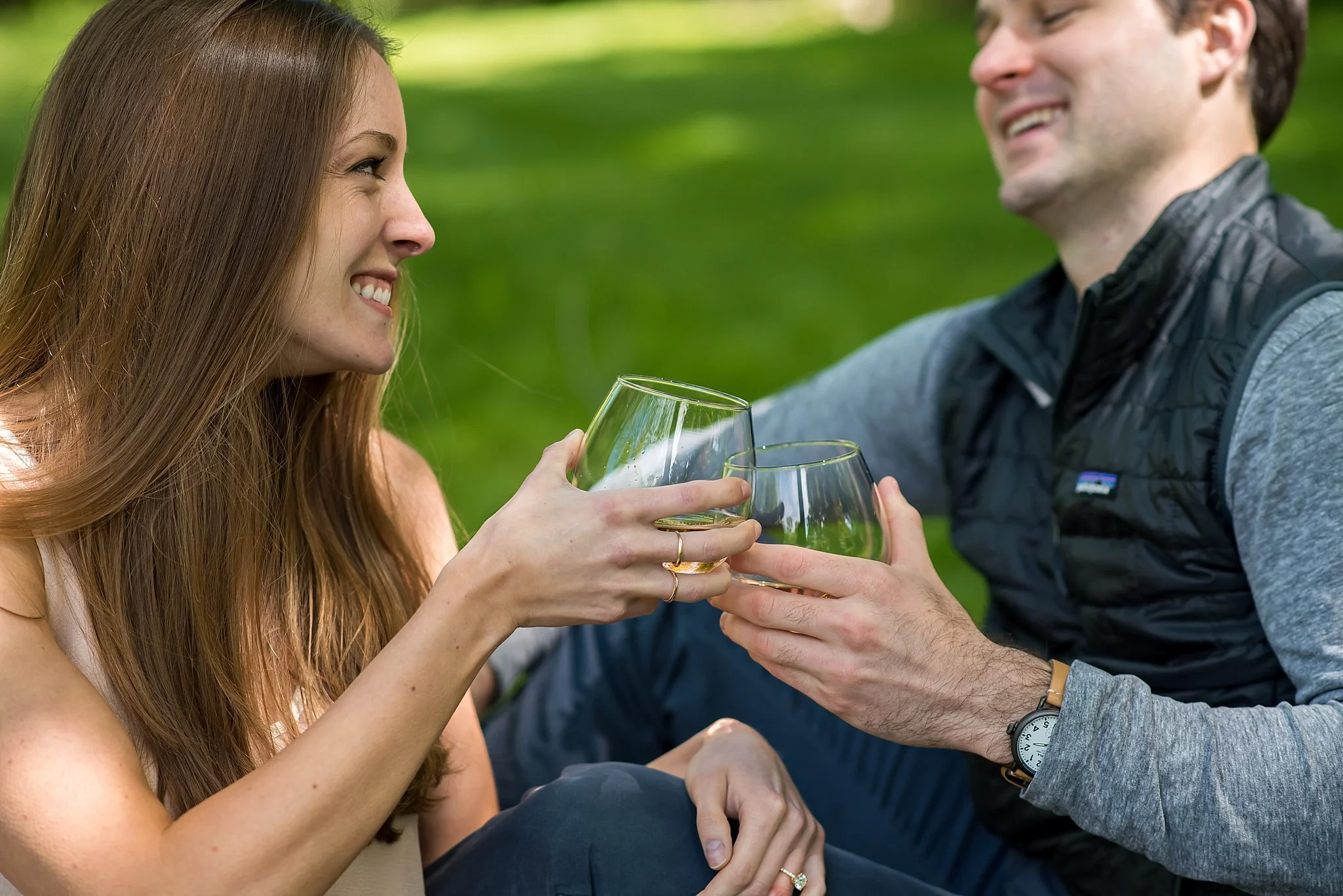 Picnic engagement session in Larz Anderson Park