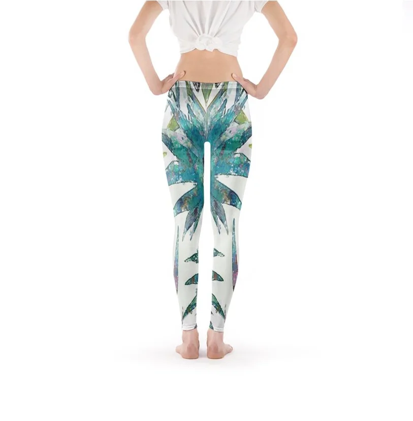 Designer Tropical Breeze Impressionist Leggings Limited Edition Back View