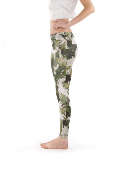 Designer Geometric Ferns Leggings Limited Edition Side View
