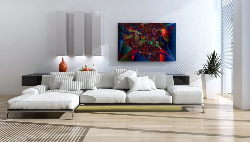 Cubist Twilight Blooms abstract artwork on acrylic glass and fine art prints