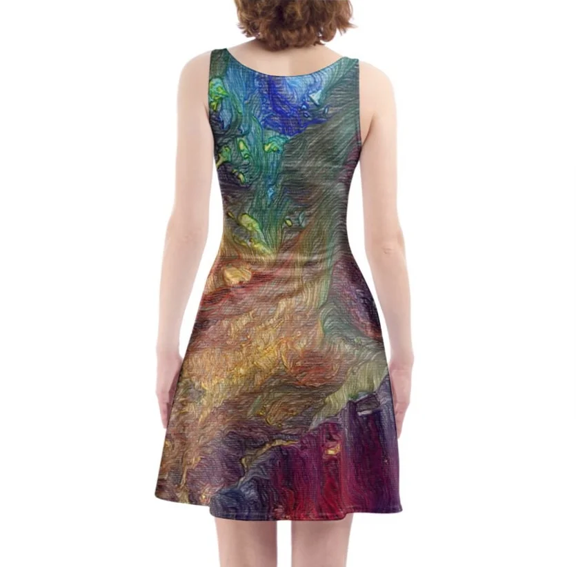 Designer Pure Abstract Skater Dress Back View