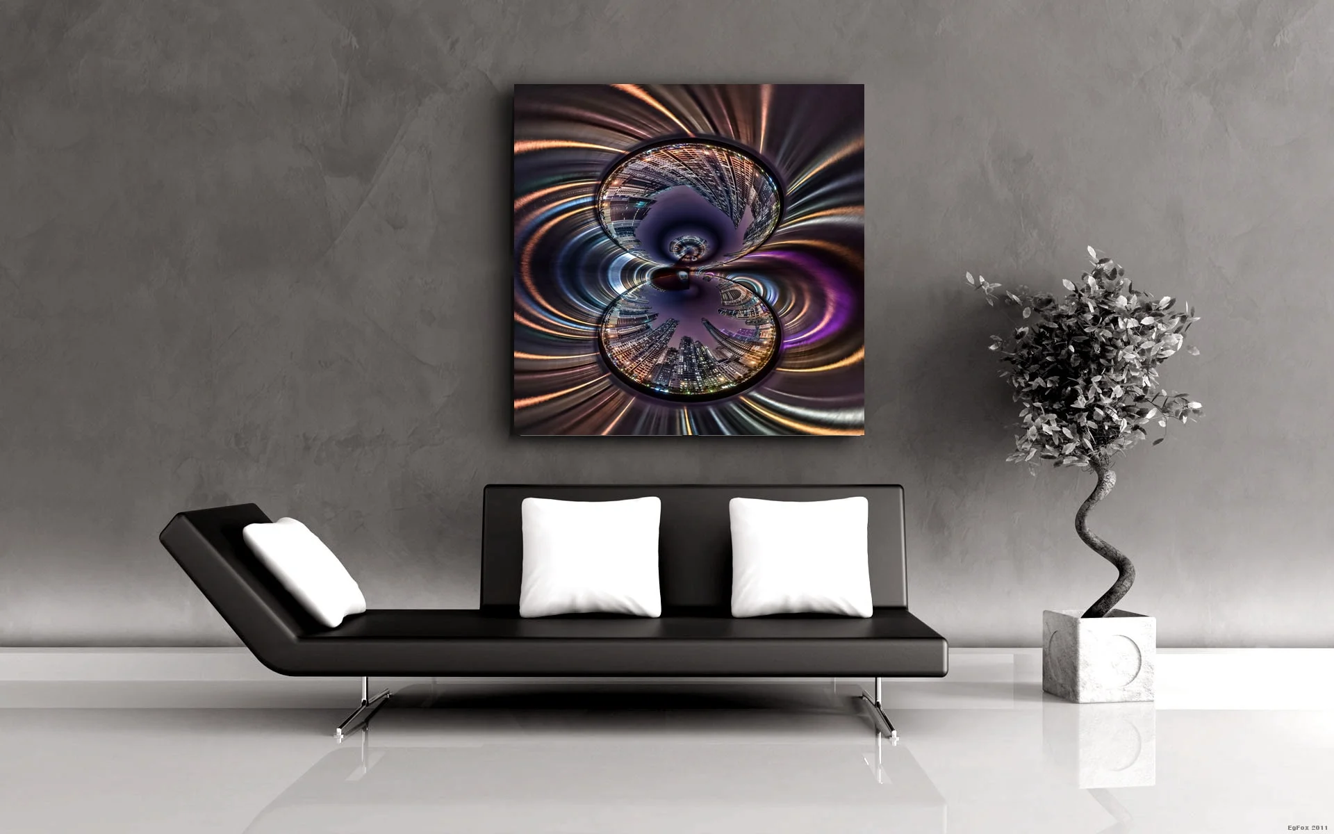 Compact Mirror abstract artwork inspired by the City of London, available alu-dibond and metallic fine art prints